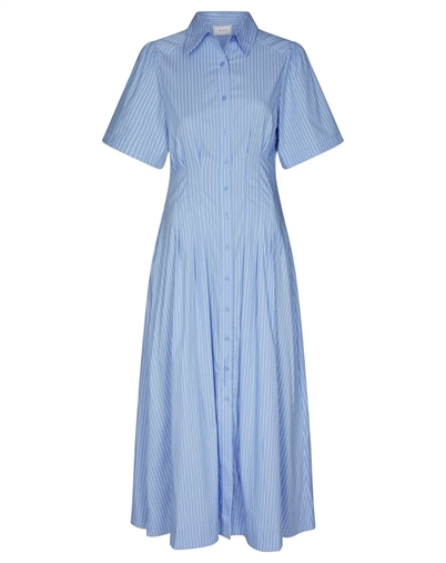 Neo Noir - Baia Stripe Poplin Kjole - Light Blue